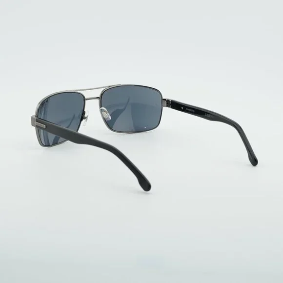 CARRERA 8063/S 0KJ1 IR Sunglasses Ruthenium Rectangle Frame, Grey Lenses